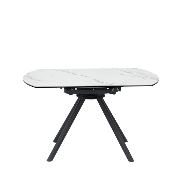 Opalstone Round Extendable Dining Table Premium White Ceramic Finish