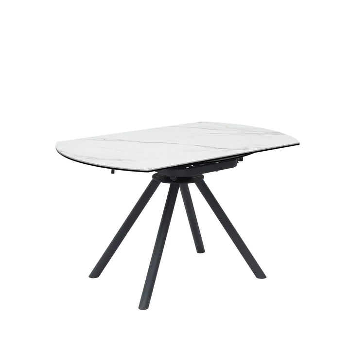 Opalstone Round Extendable Dining Table Premium White Ceramic Finish