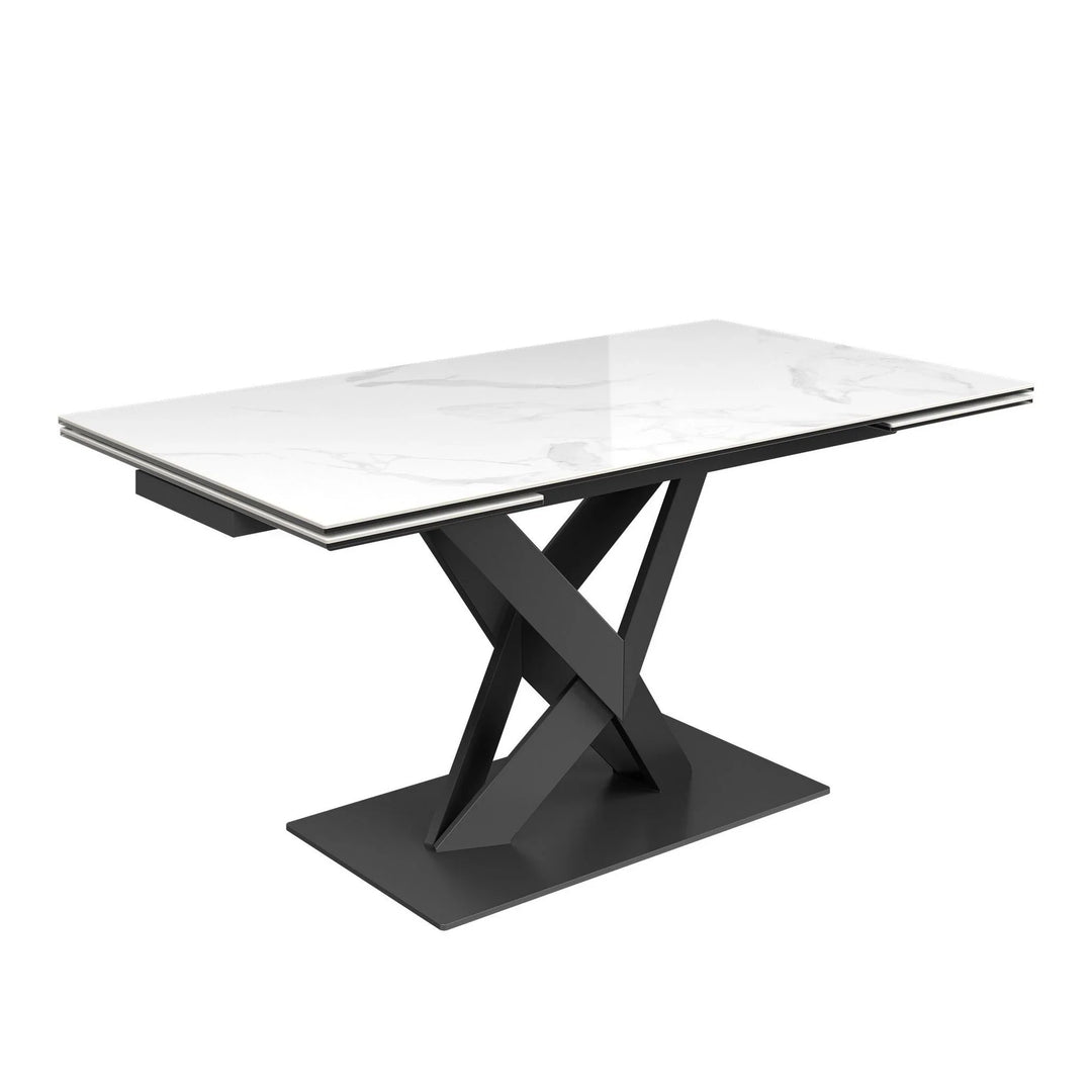 Kenzoa White Gloss Ceramic Extending Dining Table Set