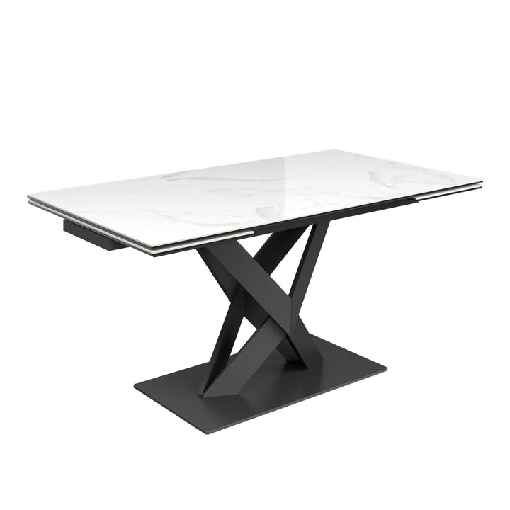 Kenzoa White Gloss Ceramic Extending Dining Table Set