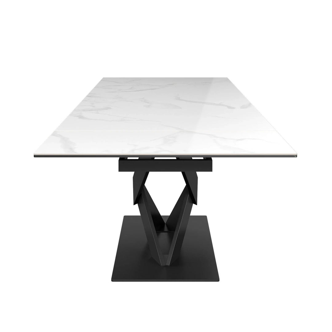 Kenzoa White Gloss Ceramic Extending Dining Table Set