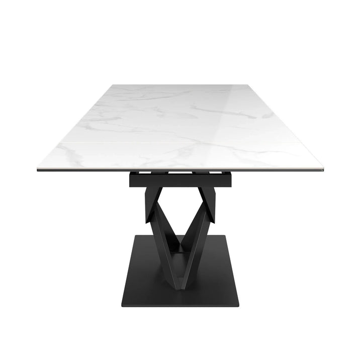 Kenzoa White Gloss Ceramic Extending Dining Table Set