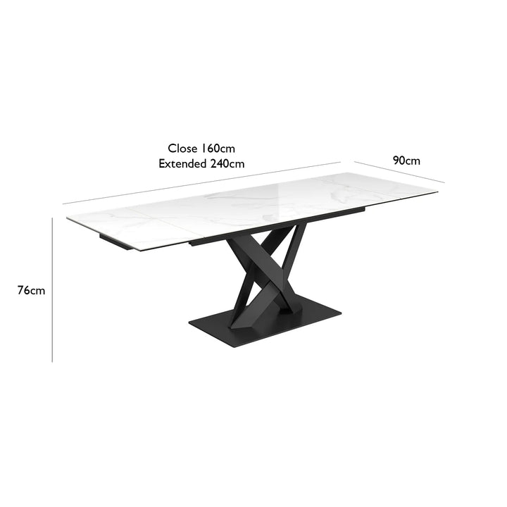 Kenzoa White Gloss Ceramic Extending Dining Table Set