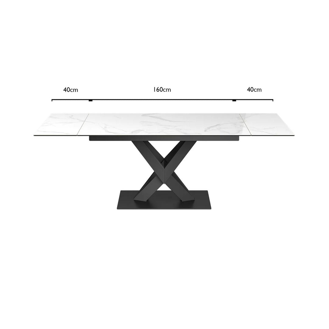 Kenzoa White Gloss Ceramic Extending Dining Table Set