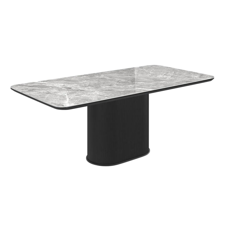 Modern Light Grey Marble-Effect Coffee Table