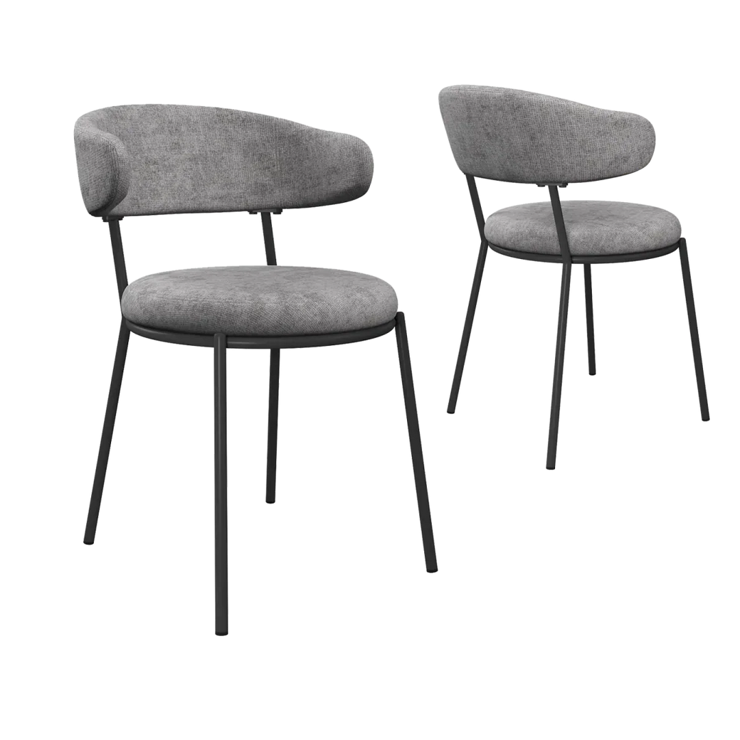 The Sterling 80cm Round Gloss Grey Ceramic Dining Set with 2 Chairs