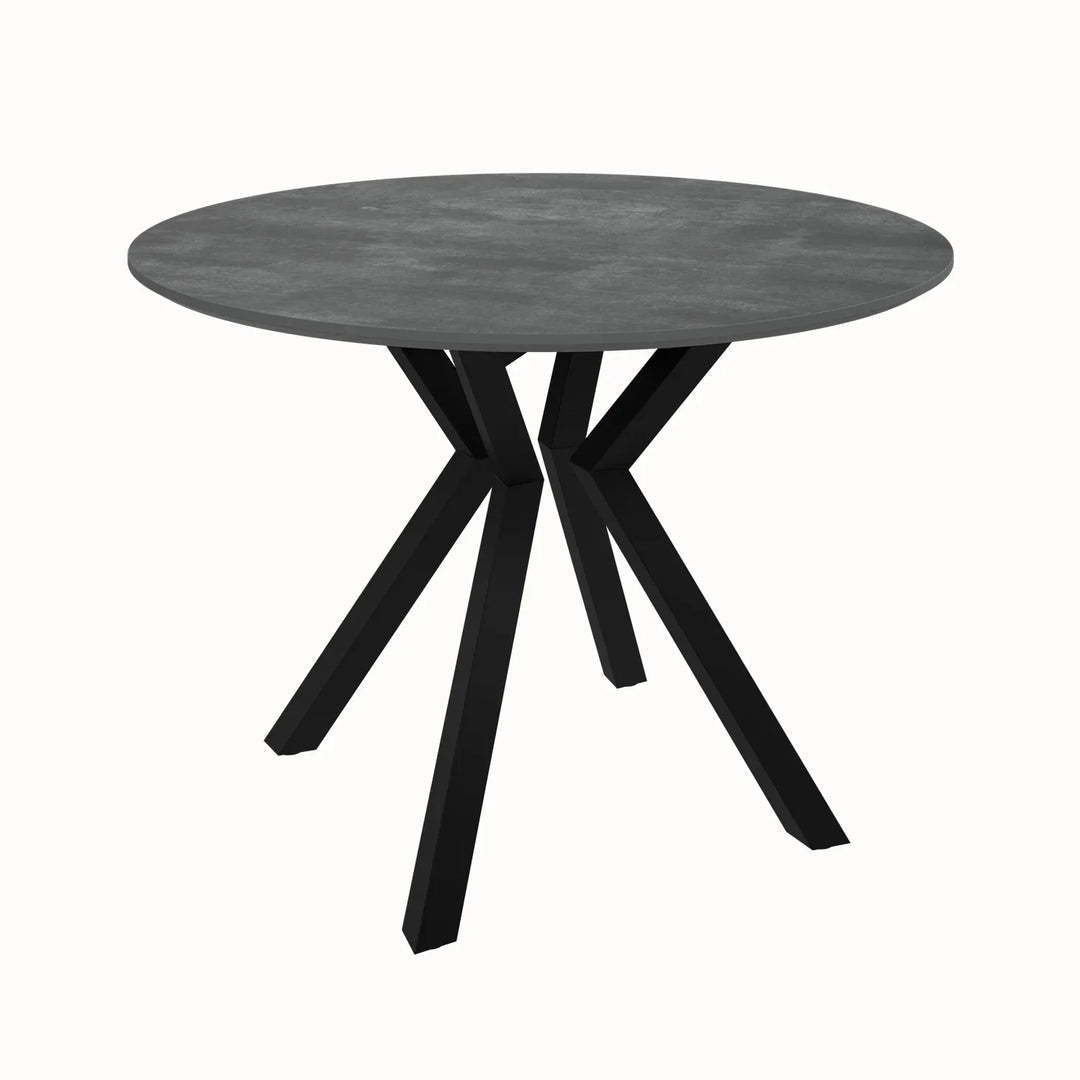 Toronto 110 cm Grey Ceramic Round Dining Table Set with 4 Grey Fabric Chairs