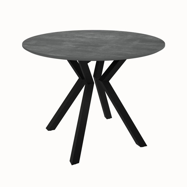 Toronto 110 cm Grey Ceramic Round Dining Table Set with 4 Grey Fabric Chairs