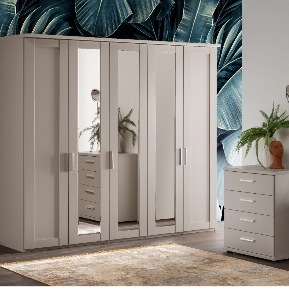 Marlow 5 Door Hinged Wardrobe With Mirror