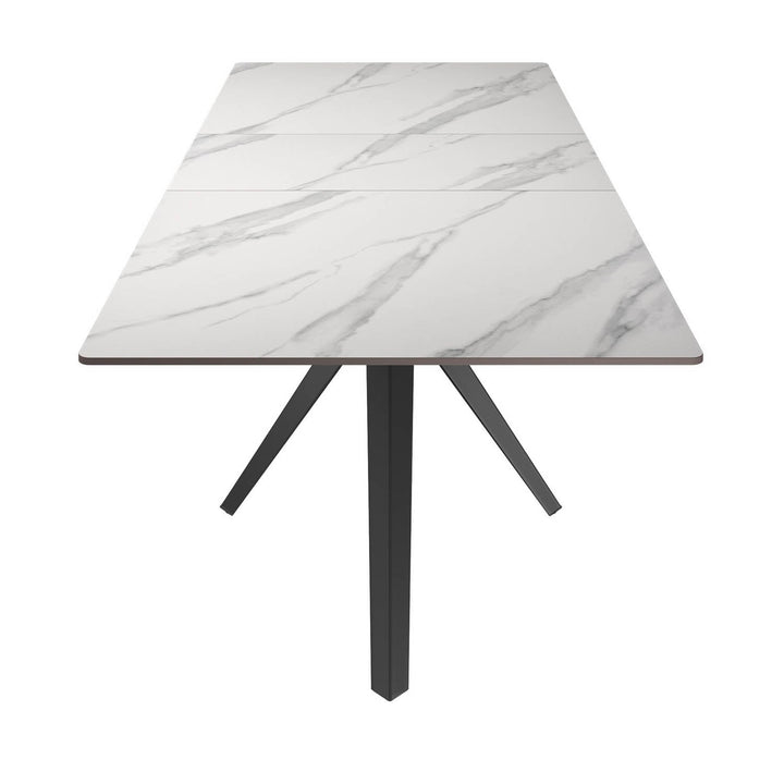 Luxe White Ceramic Extendable Dining Table 160-200cm Gloss Finish