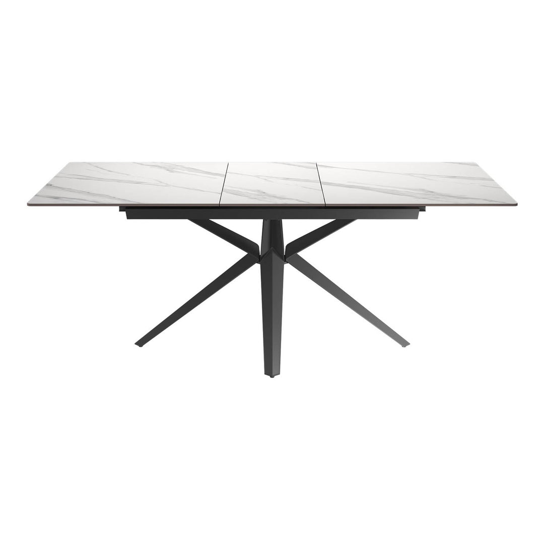 Luxe White Ceramic Extendable Dining Table 160-200cm Gloss Finish