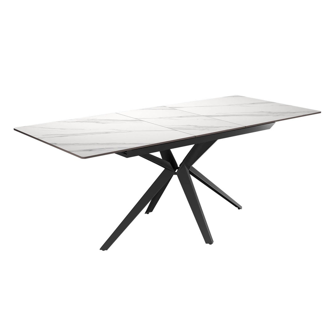 Luxe White Ceramic Extendable Dining Table 160-200cm Gloss Finish