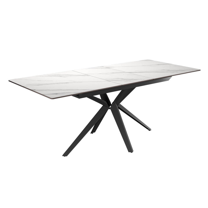 Luxe White Ceramic Extendable Dining Table 160-200cm Gloss Finish