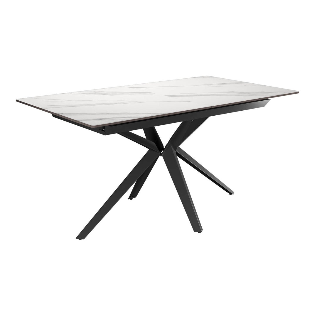 Luxe White Ceramic Extendable Dining Table 160-200cm Gloss Finish