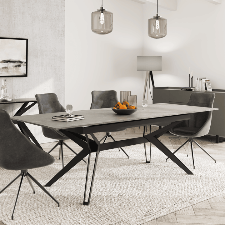 Kore Light Grey Sintered Stone Dining Table Set