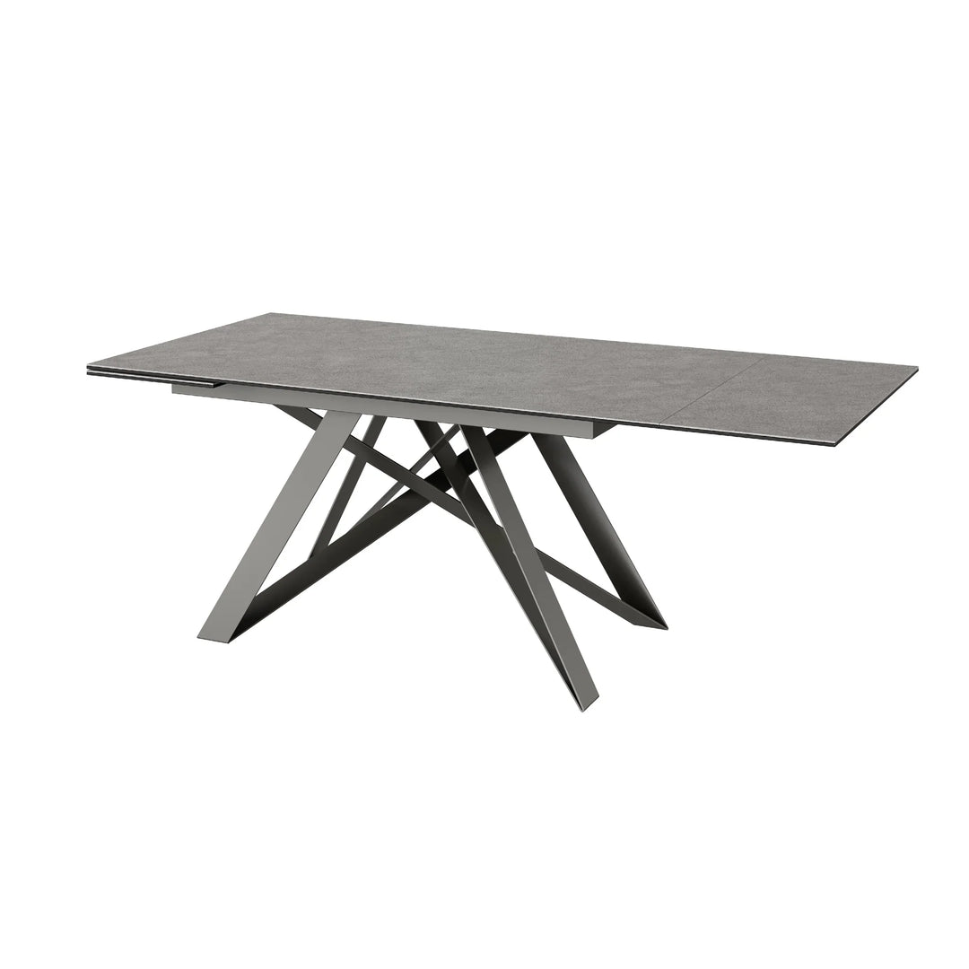 Aurora 160–240cm Grey Ceramic Extension Dining Table Gloss Top
