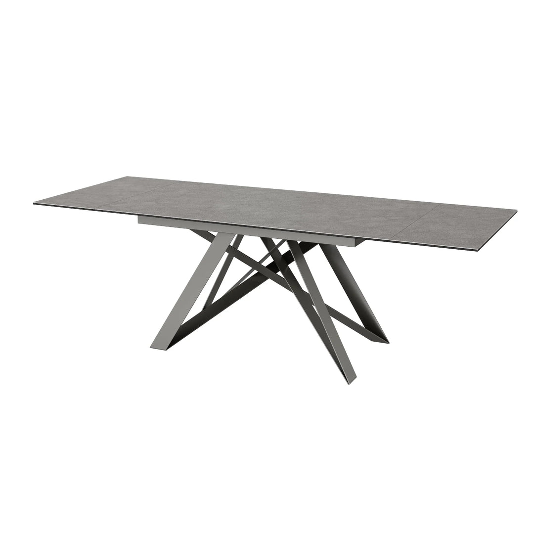 Aurora 160–240cm Grey Ceramic Extension Dining Table Gloss Top