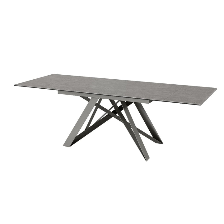 Aurora 160–240cm Grey Ceramic Extension Dining Table Gloss Top
