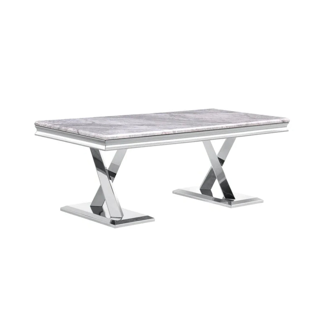 Vittoria 1.8M Marble Dining Table Set with Grey Roma Chairs