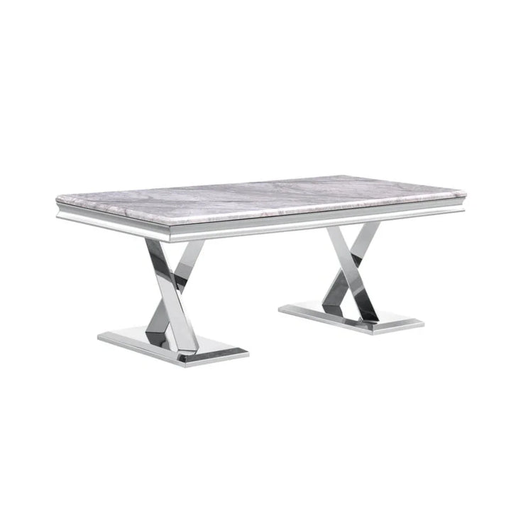 Vittoria 1.8M Marble Dining Table Set with Grey Roma Chairs