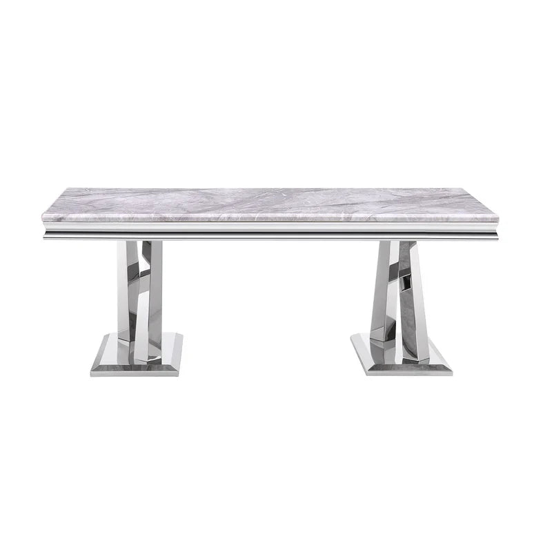 Vittoria 1.8M Marble Dining Table Set with Grey Roma Chairs