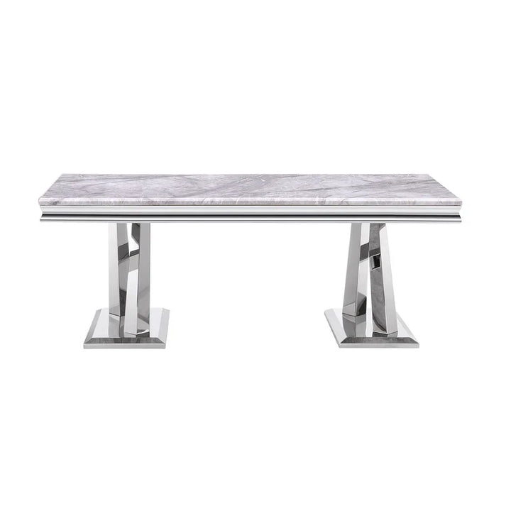 Vittoria 1.8M Marble Dining Table Set with Grey Roma Chairs