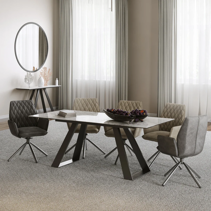 Vortex 160-200cm Grey Gloss Ceramic Extending Dining Table
