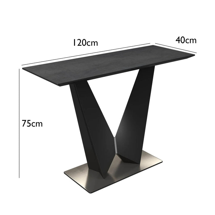 Linear Grey Stone Hallway Console Table