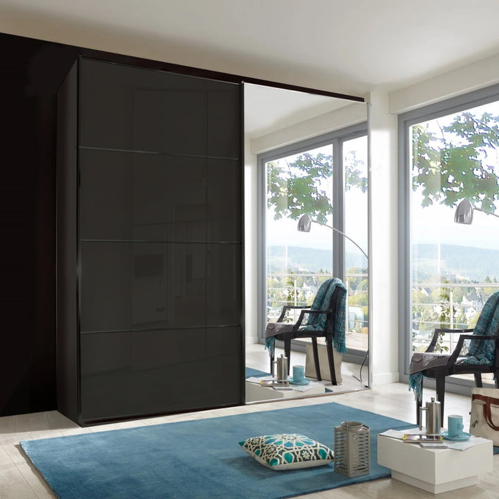 Nova Plus Sliding Door Wardrobe with Glass and Mirror Front