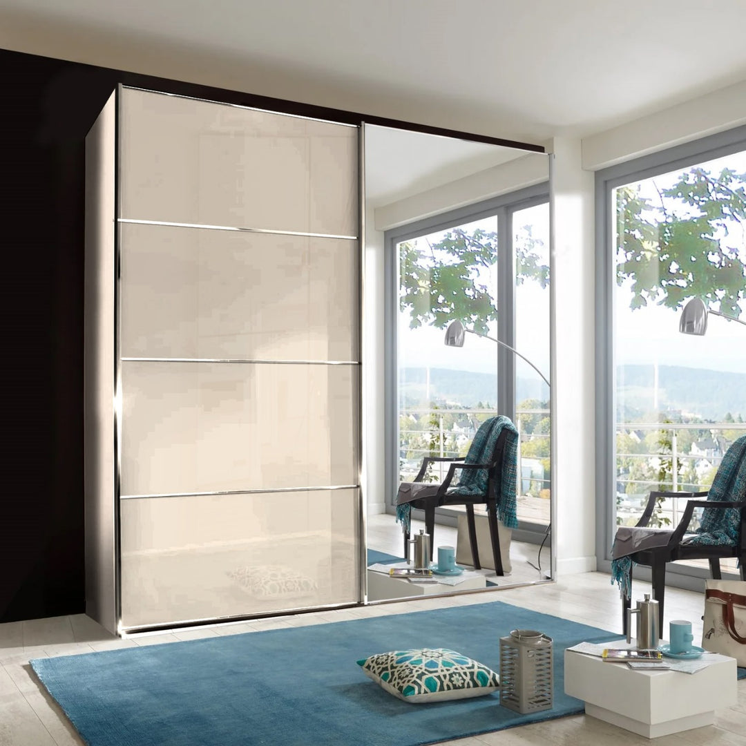 Nova Plus Sliding Door Wardrobe with Glass and Mirror Front