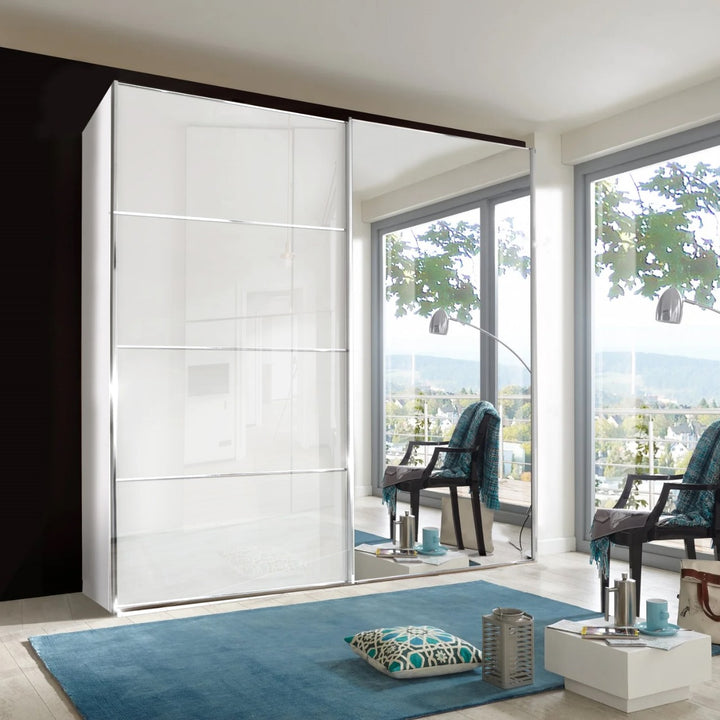 Nova Plus Sliding Door Wardrobe with Glass and Mirror Front