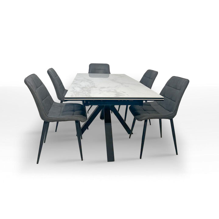 Marco Grey Ceramic Ext Small Table with Tesan Chairs