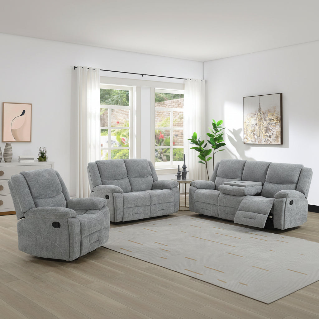 Weston 3 Seater Manual Recliner Grey