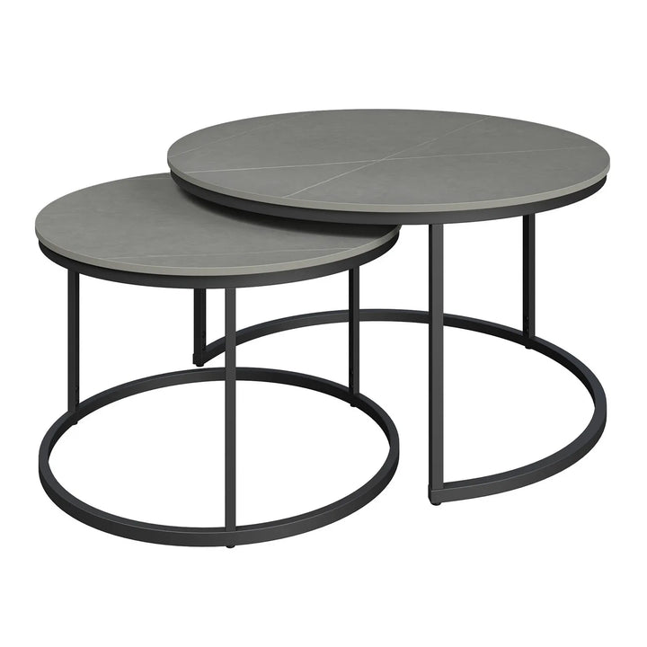 Sleek Grey Ceramic Nesting Coffee Tables
