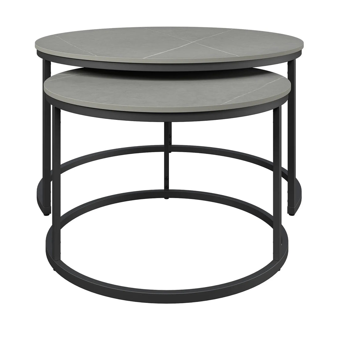 Sleek Grey Ceramic Nesting Coffee Tables