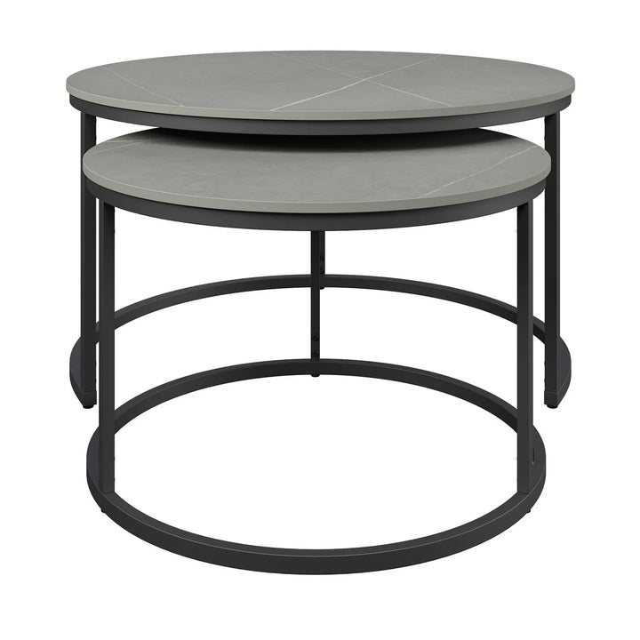 Sleek Grey Ceramic Nesting Coffee Tables