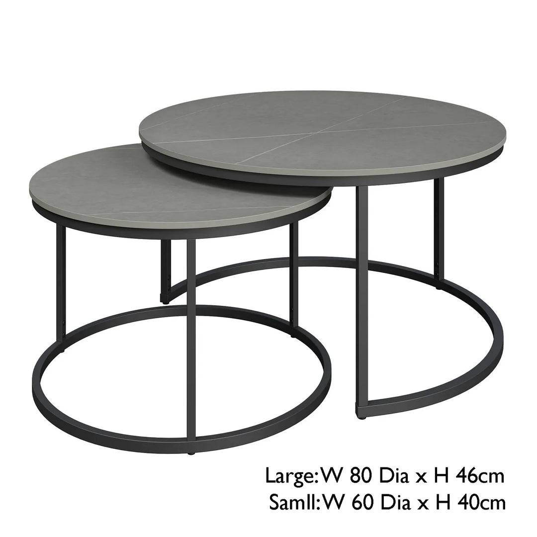 Sleek Grey Ceramic Nesting Coffee Tables