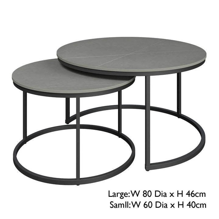 Sleek Grey Ceramic Nesting Coffee Tables