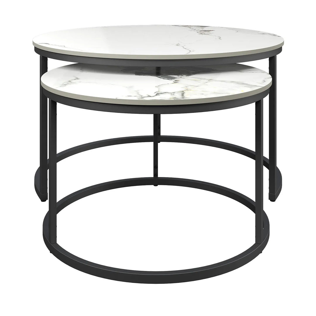 Luxury White Ceramic 2-Piece Coffee Table Set