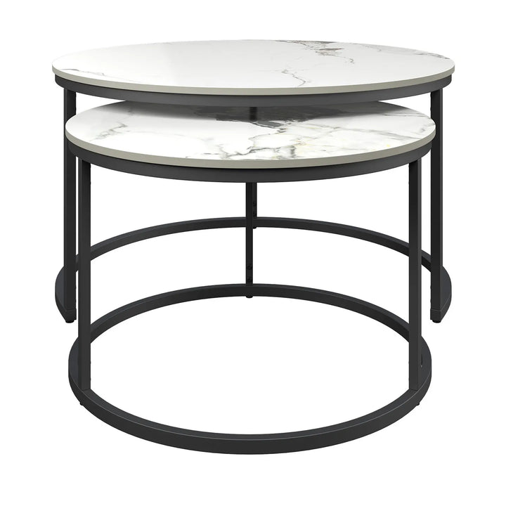 Luxury White Ceramic 2-Piece Coffee Table Set