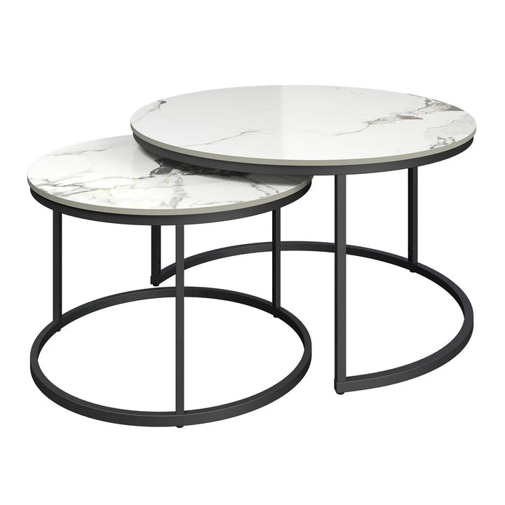 Sleek Grey Ceramic Nesting Coffee Tables