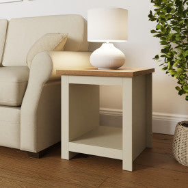 LANCASTER SIDE TABLE WITH SHELF CREAM