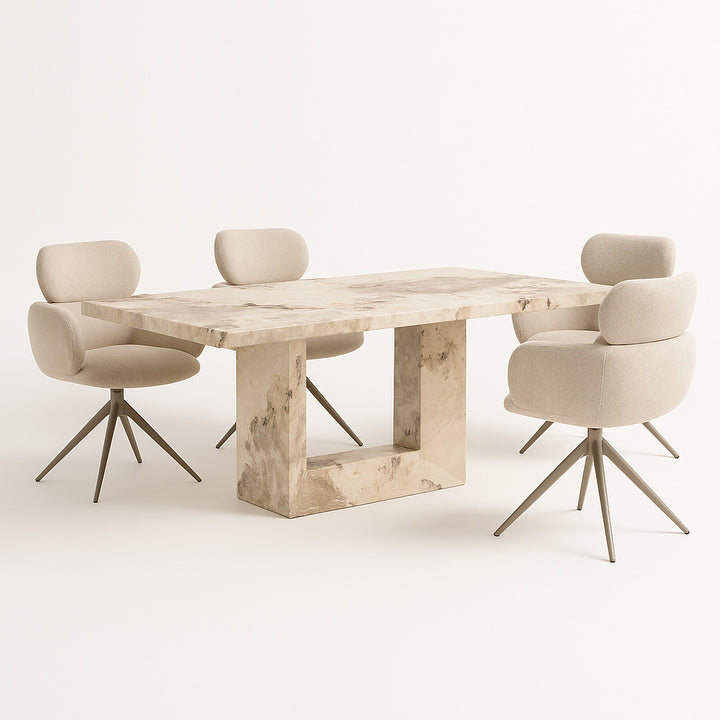 Artemis 1600 Table with 4 Apollo Swivel Dining Chairs