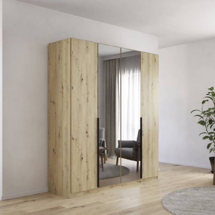 London 4 Door Hinged Wardrobe With Mirror Front