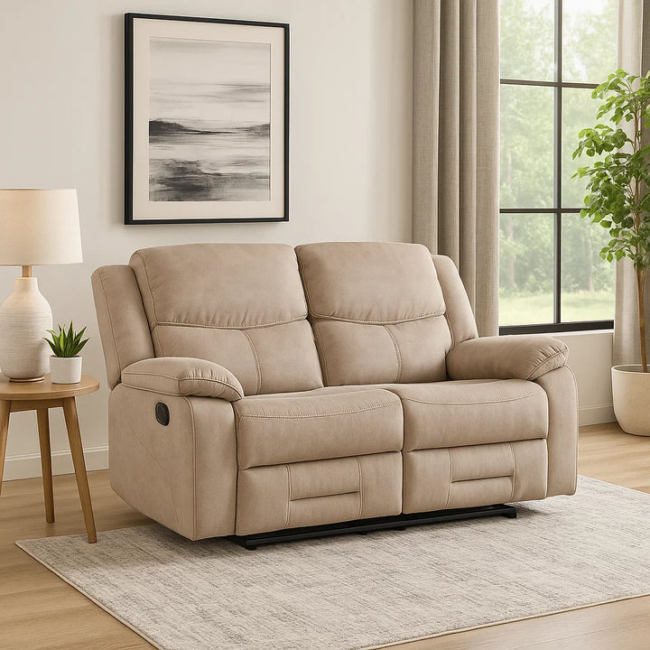 Klayton 2 Seater Manual Recliner Sofa in Khaki