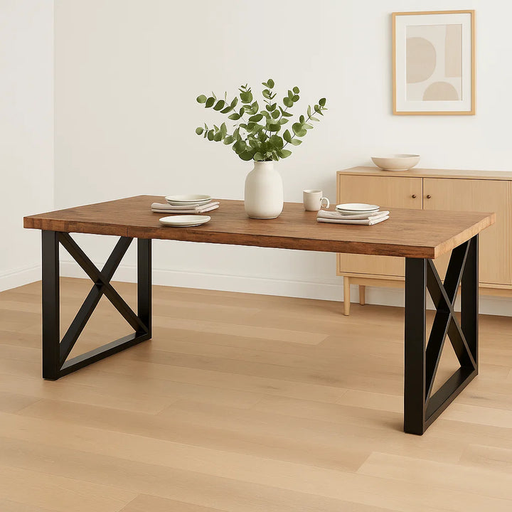 Noir Railway Sleeper Wood Small 1.8M Dining Table