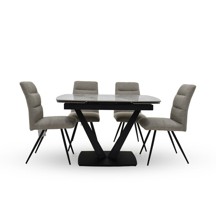 Atlas extending dining table and Pauli dining chair set