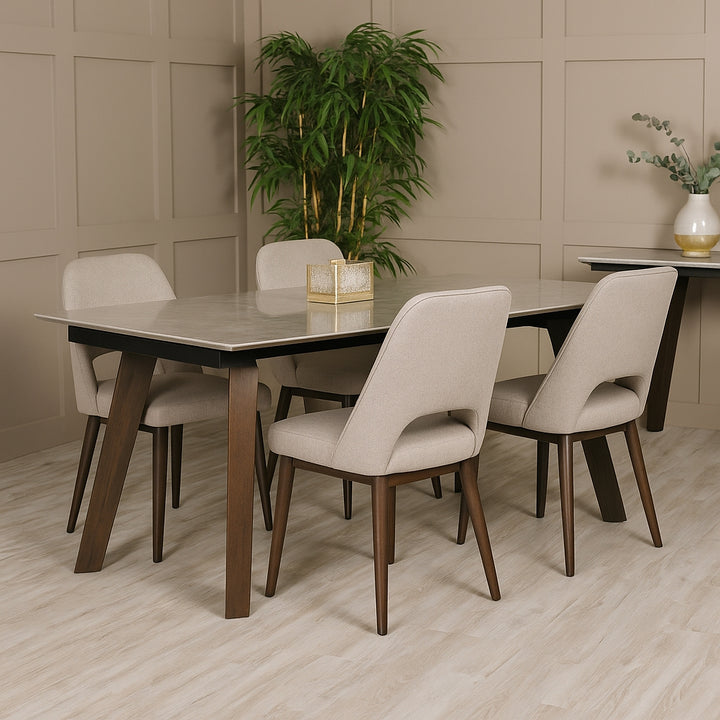 Axton 180-260 CM Dining Table Latte with Mortiz Dining Chairs
