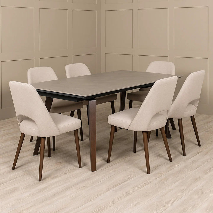 Axton 180-260 CM Dining Table Latte with Mortiz Dining Chairs