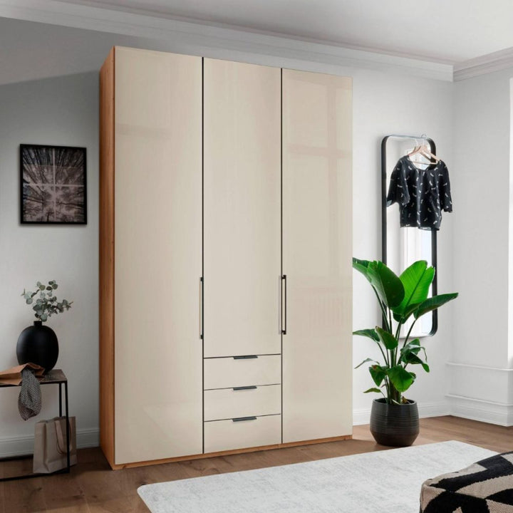 Wiemann Monaco 3 Door Hinged Glass Front Wardrobe With Drawers